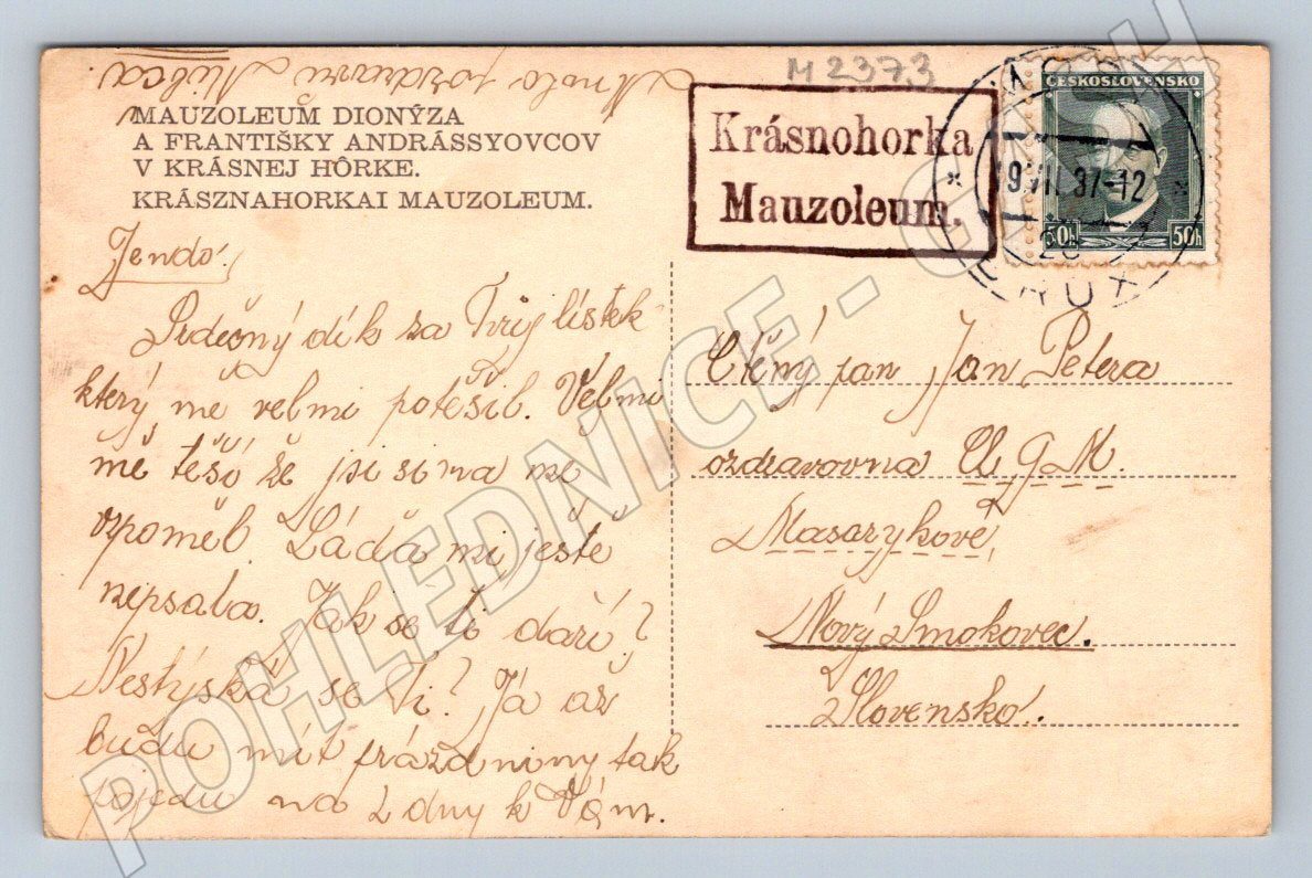 Pohlednice Krásnohorská hrobka Mauzoleum Andrássyovců (M2373)