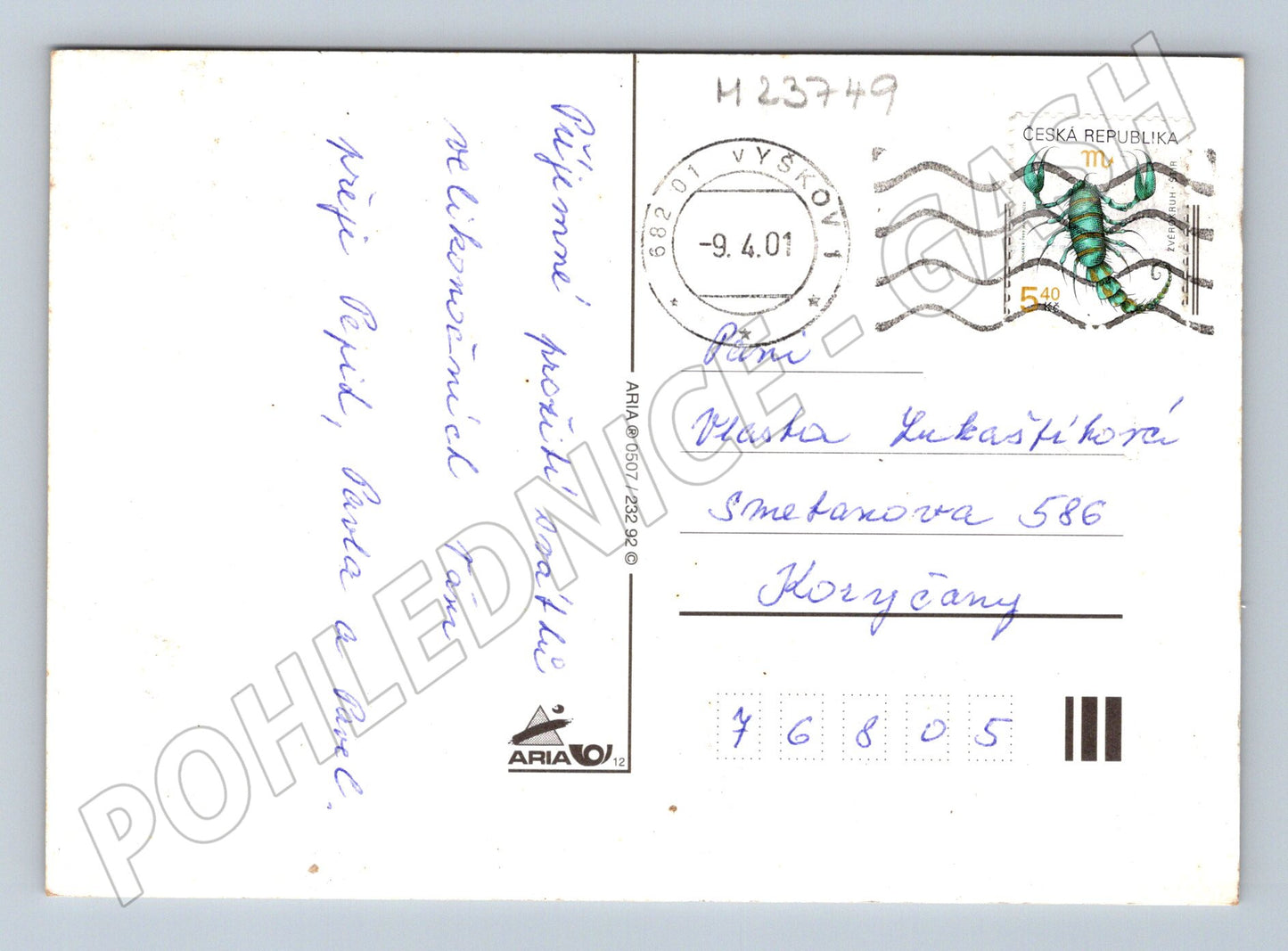 Pohlednice Velikonoční vajíčka květiny 2001 (M23749)