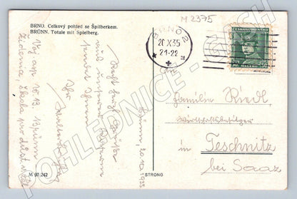 Pohlednice Brno celkový pohled Špilberk 1935 (M2375)