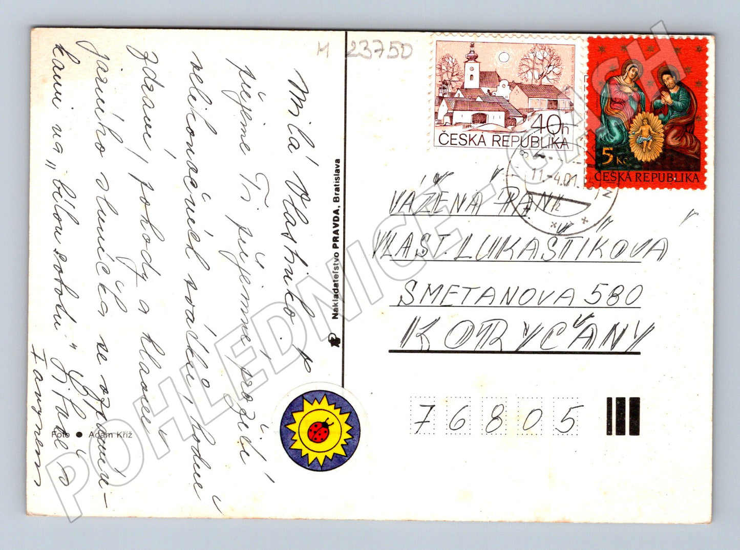 Pohlednice Velikonoční motiv 2001 (M23750)