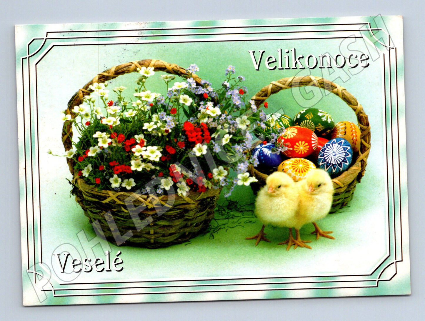 Pohlednice Velikonoce kuřátka a vajíčka (M23751)