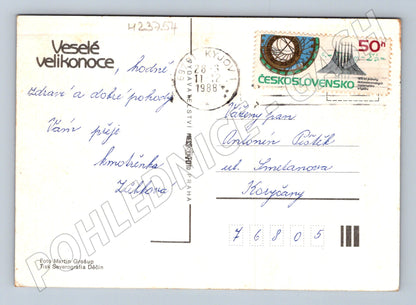 Pohlednice Velikonoce vejce a kočičky 1988 (M23754)
