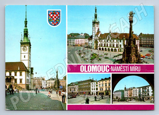Pohlednice Olomouc náměstí Míru radnice sloup Trojice 1989 (M2377)