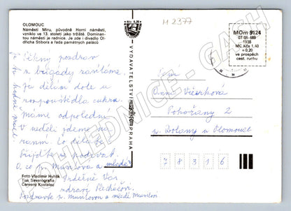 Pohlednice Olomouc náměstí Míru radnice sloup Trojice 1989 (M2377)