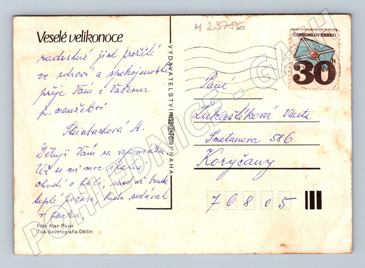 Pohlednice Velikonoční motiv keramika a vejce (M23786)