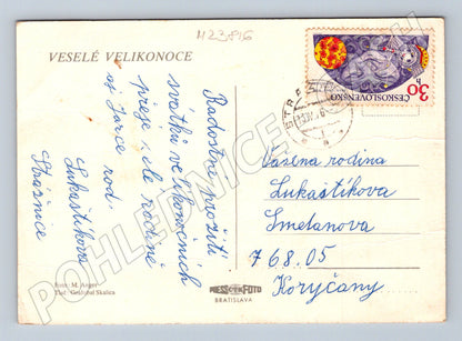 Pohlednice Velikonoční motiv s květinami 196x (M23816)
