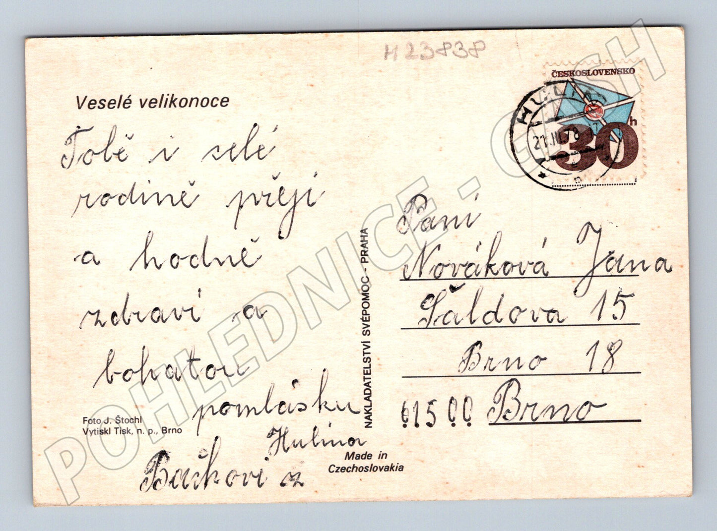 Pohlednice Velikonoční vajíčka řehtačka 1930 (M23838)