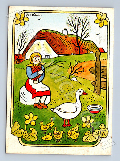 Pohlednice Josef Lada Velikonoce vesnický motiv 1984 (M23853)