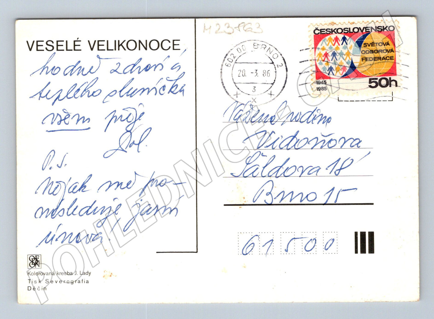 Pohlednice Velikonoce Josef Lada 1986 (M23863)