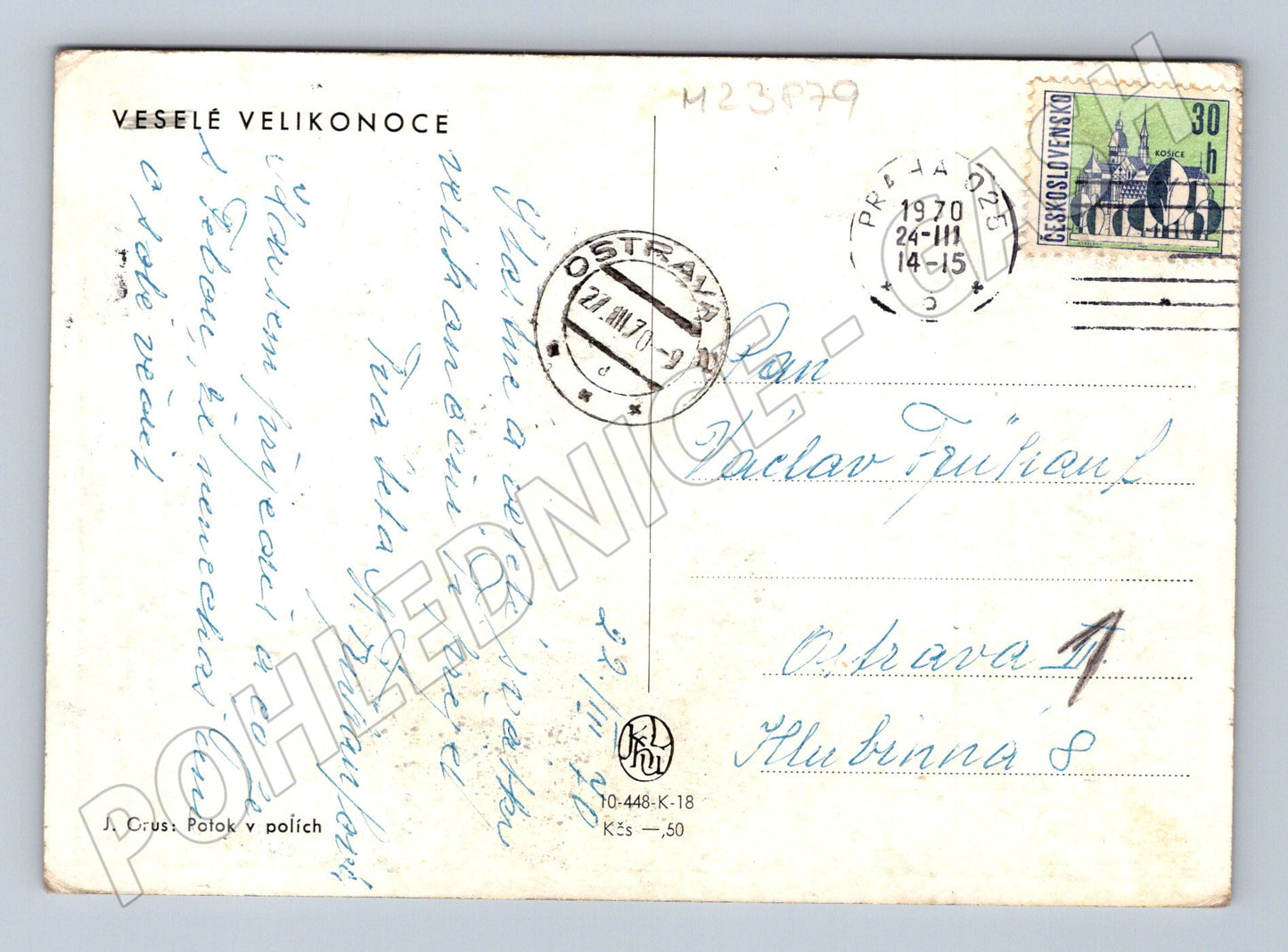 Pohlednice Velikonoční Potok v polích 1970 (M23879)