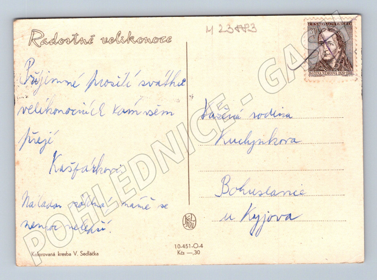 Pohlednice Velikonoce ilustrace kachny 1957 (M23883)