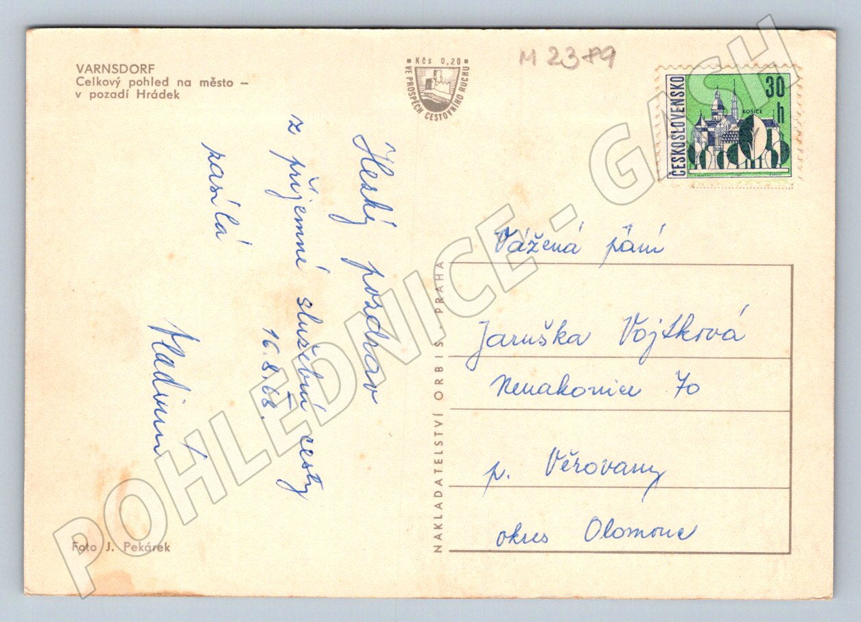 Pohlednice Varnsdorf celkový pohled Hrádek 1966 (M2389)
