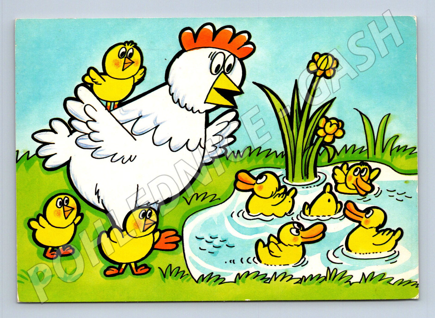 Pohlednice Velikonoční slepice kuřata kachny 1987 (M23897)