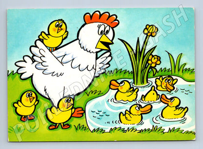 Pohlednice Velikonoční slepice kuřata kachny 1987 (M23897)