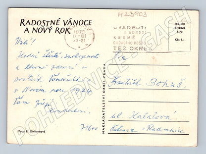 Pohlednice Vánoční stromeček kotě 1973 (M23903)