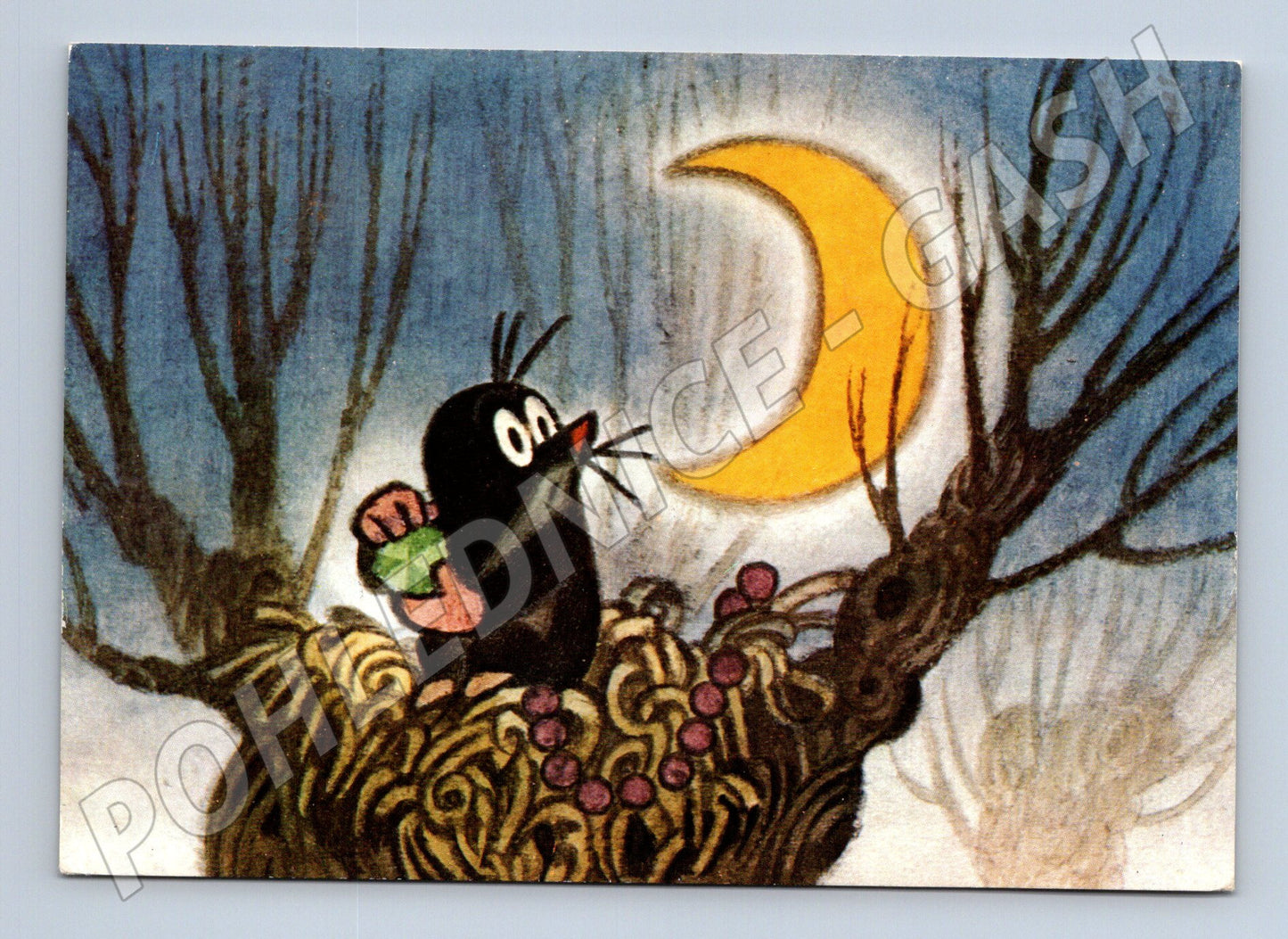 Pohlednice Krtek na stromě pod měsícem 1988 (M23917)