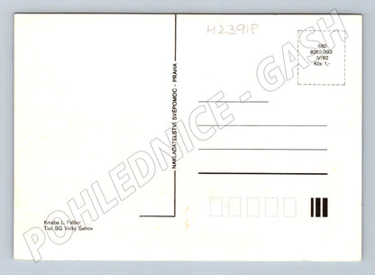 Pohlednice kreslená scénka děti na řece 1982 (M23918)