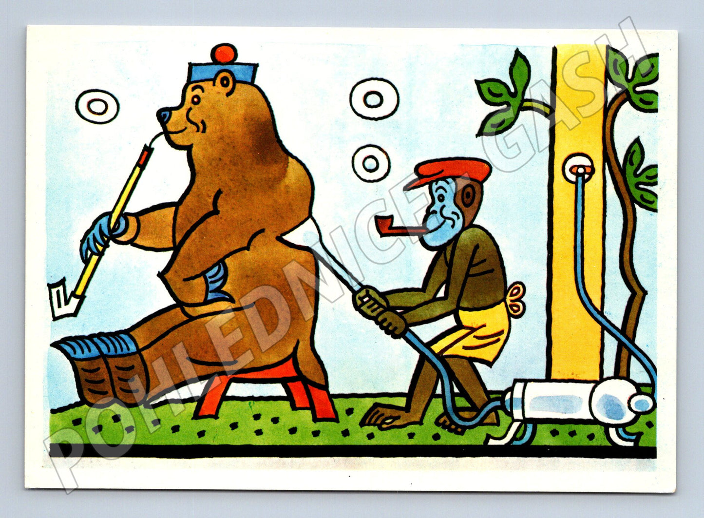 Pohlednice humorná kresba J. Lady medvěd opice (M23921)