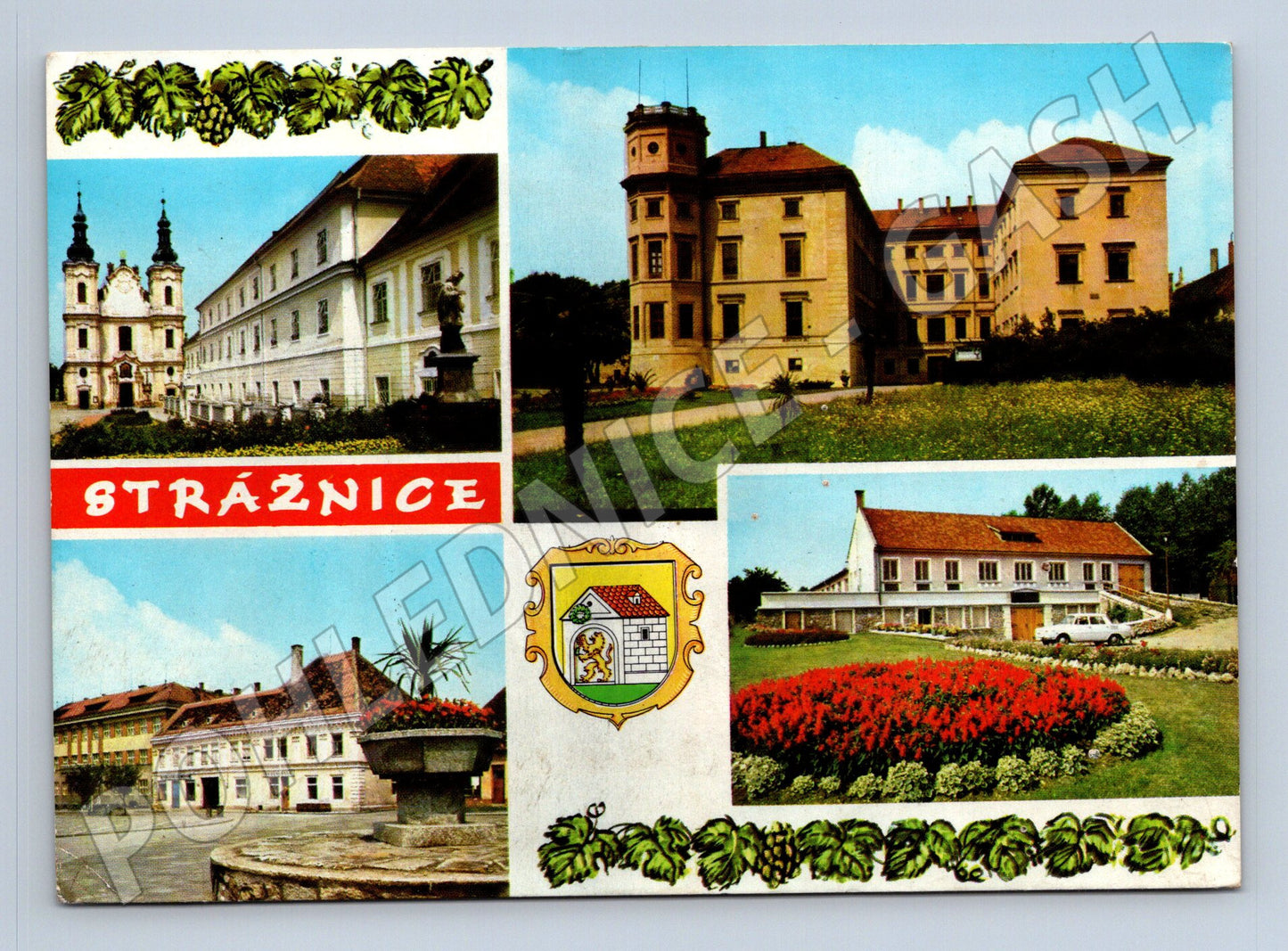 Pohlednice Strážnice, více pohledů, náměstí, zámek 1968 (M23925)