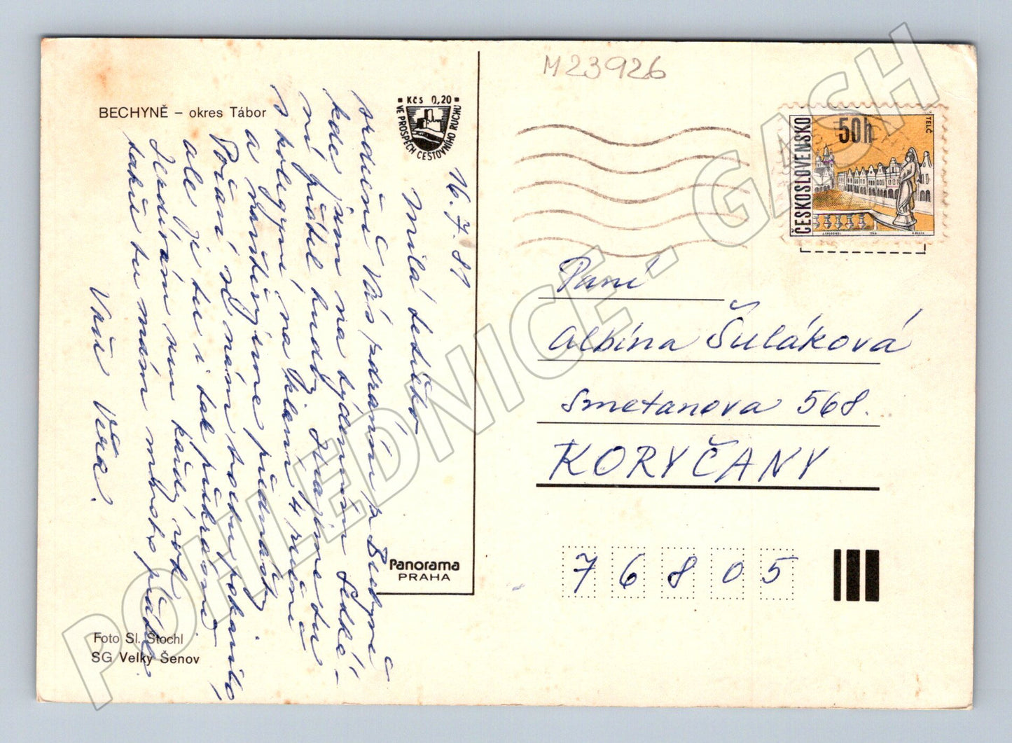 Pohlednice Bechyně multi-view 1981 (M23926)