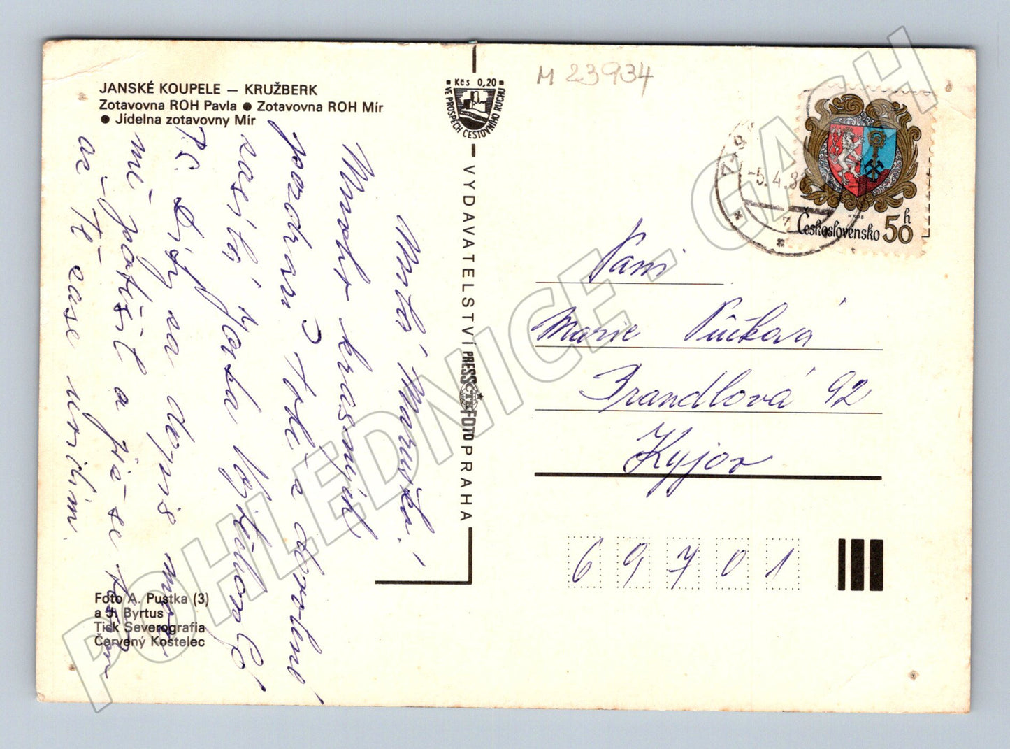 Pohlednice Jánské Koupele Kružberk zimní scény (M23934)