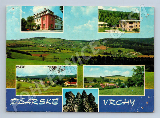 Pohlednice Žďárské vrchy krajina a budovy 1984 (M23937)