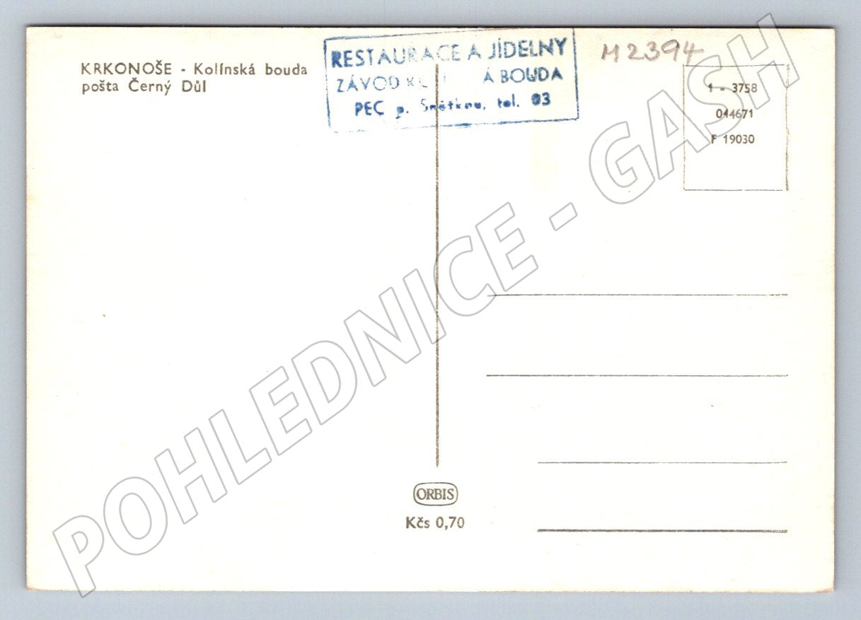 Pohlednice Krkonoše Kolínská bouda Černý Důl (M2394)