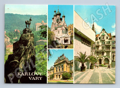 Pohlednice Karlovy Vary koláž památek 1986 (M23941)