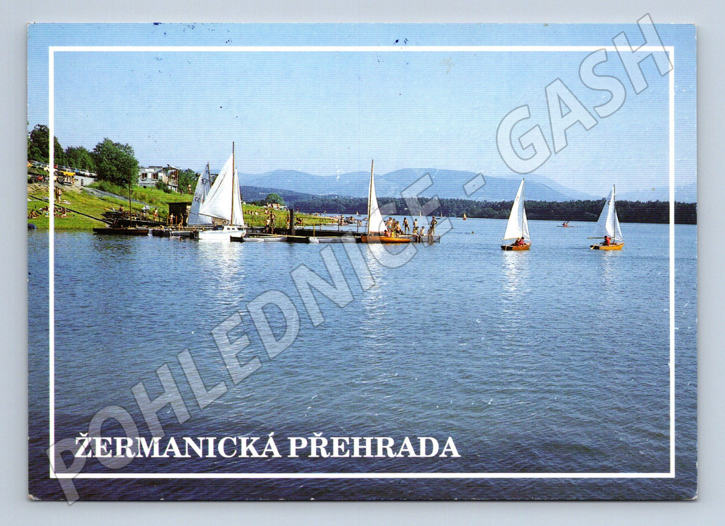 Pohlednice Žermanická přehrada plachetnice 1989 (M23959)