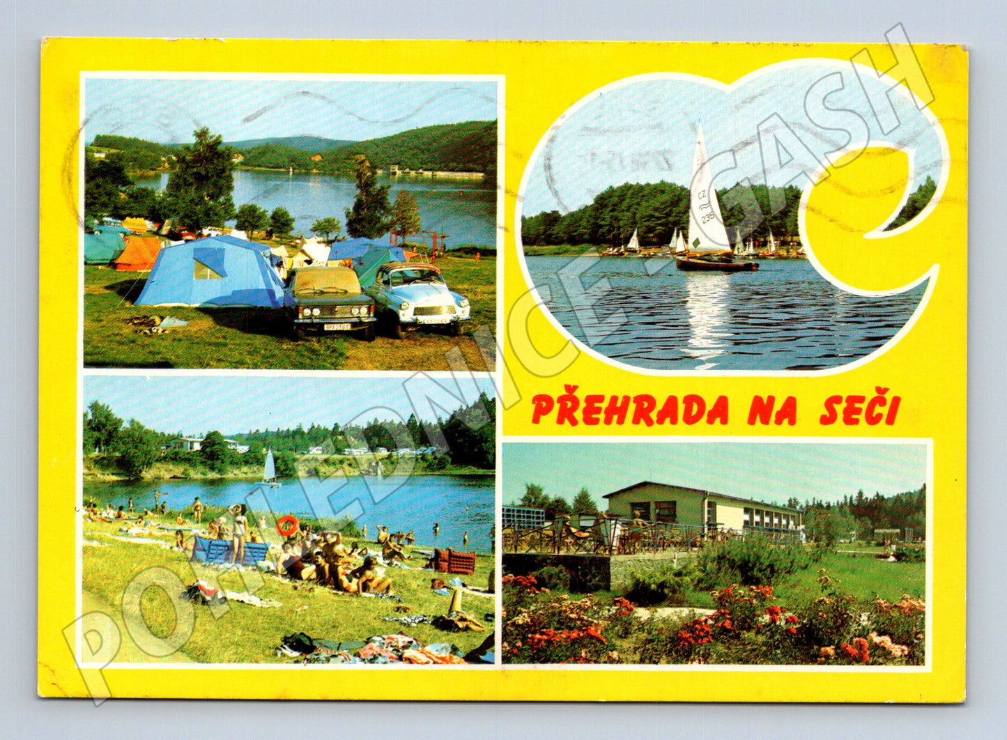 Pohlednice Přehrada na Seči kemping 1974 (M23961)