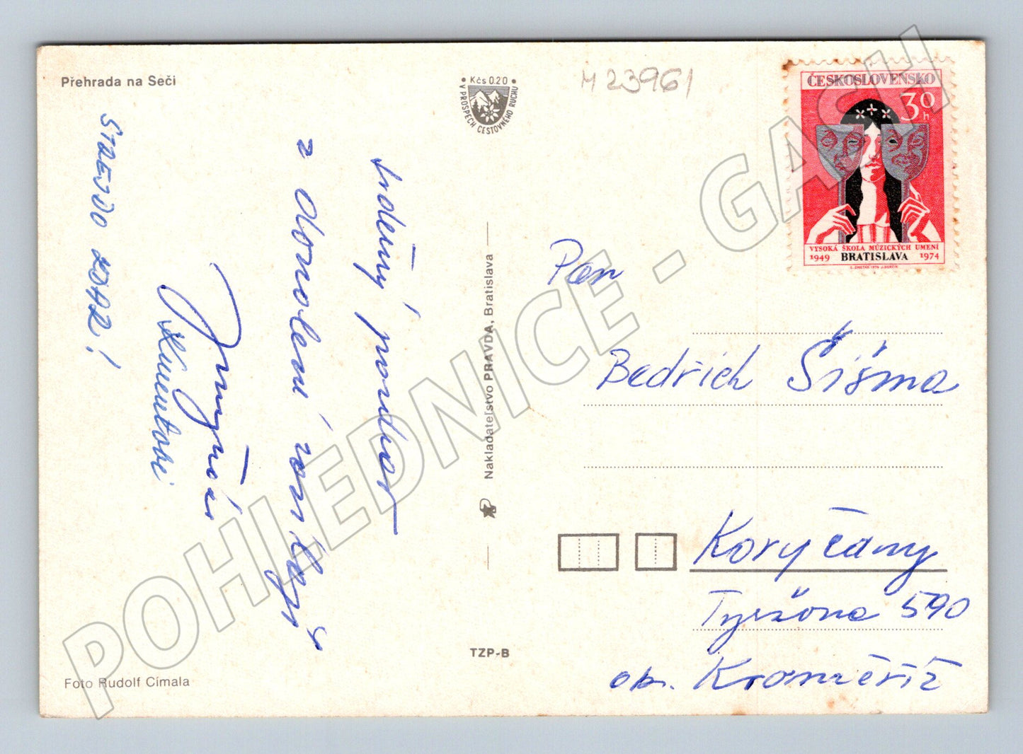Pohlednice Přehrada na Seči kemping 1974 (M23961)