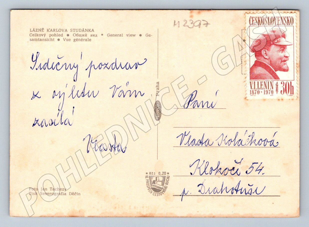 Pohlednice Karlova Studánka lázně raz 1970 (M2397)
