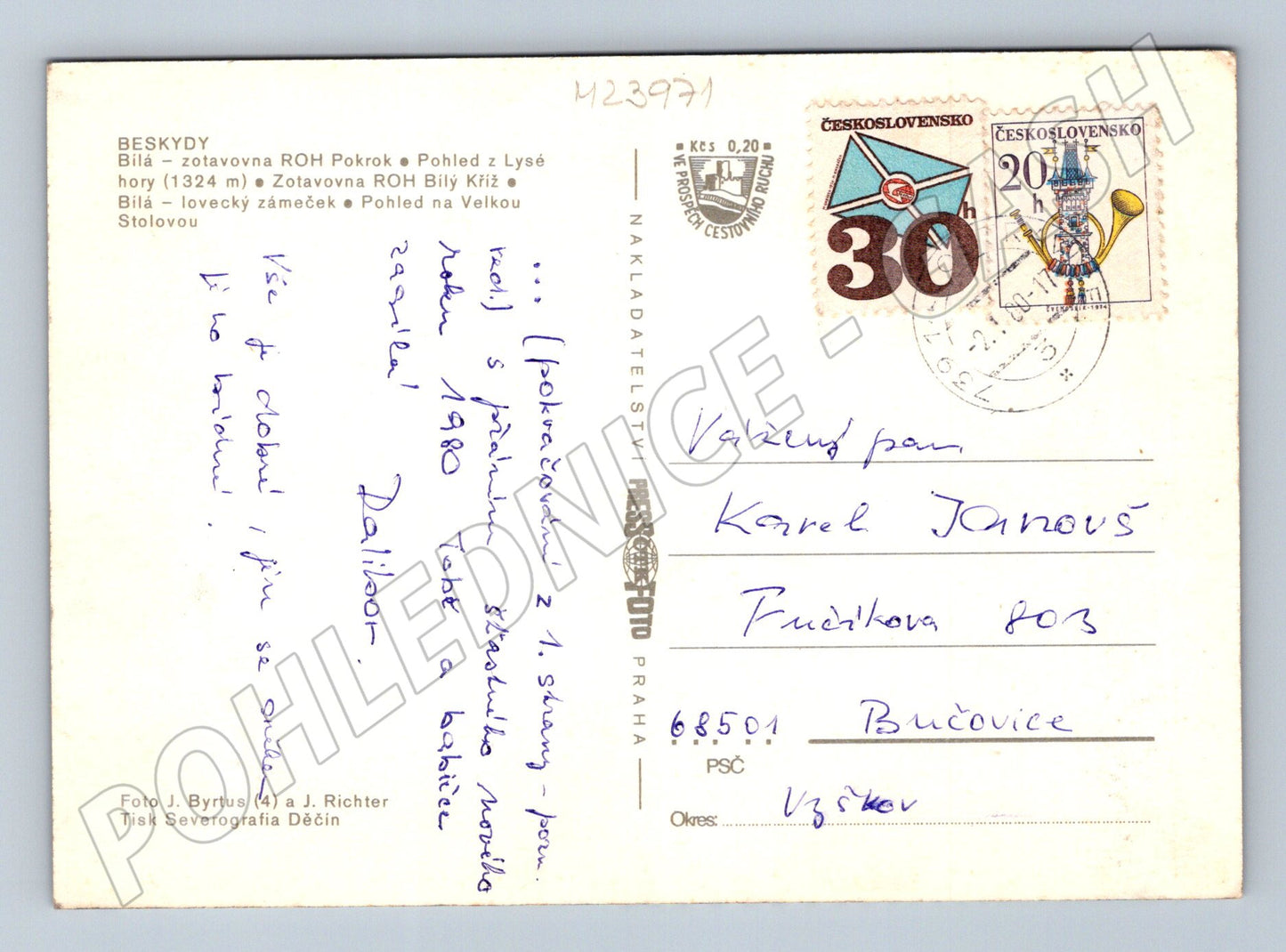 Pohlednice Beskydy zimní motiv 1980 (M23971)