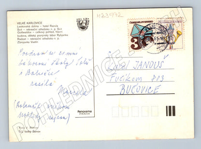 Pohlednice Velké Karlovice hotely krajina 1970 (M23972)