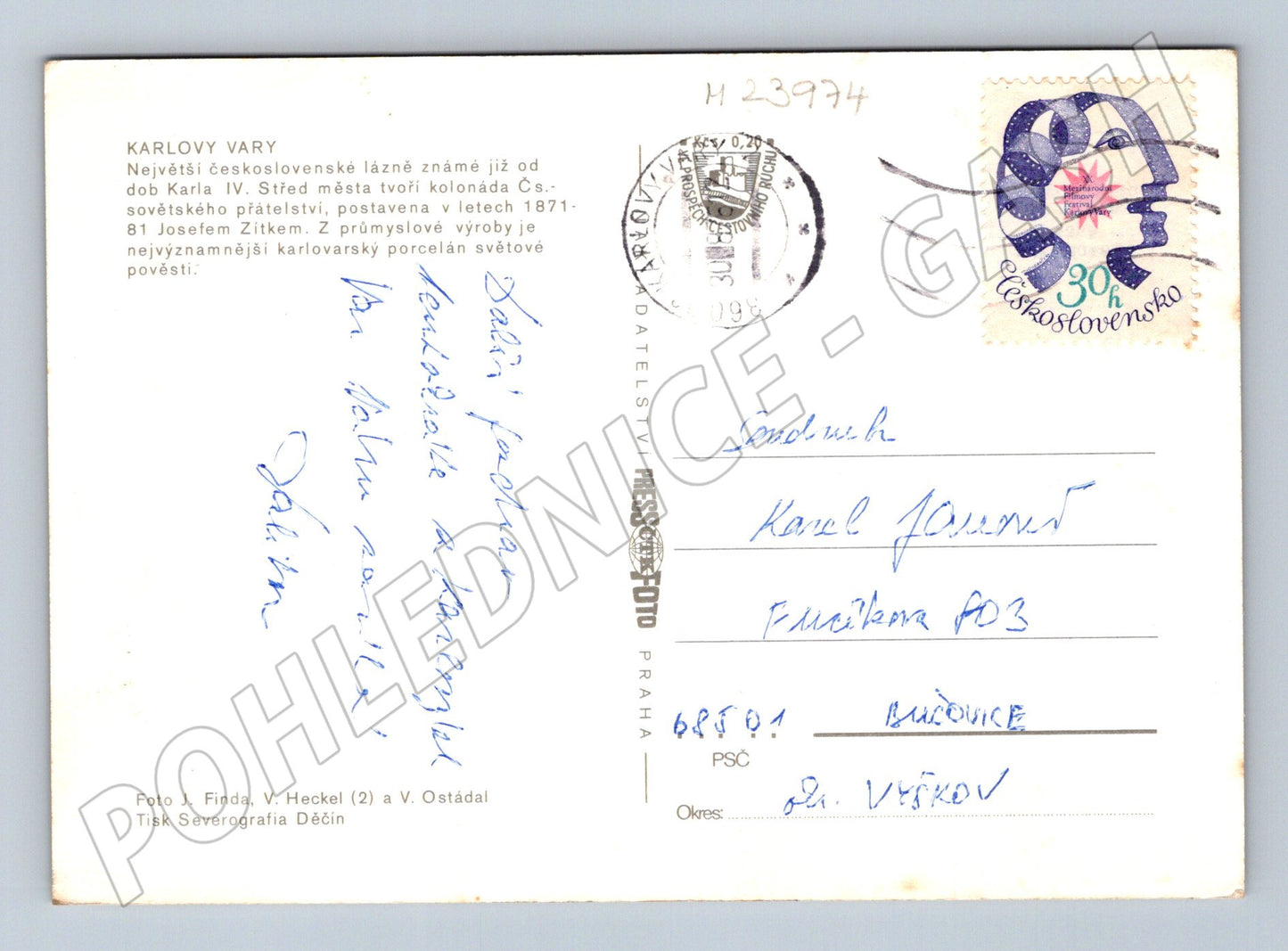 Pohlednice Karlovy Vary mix záběrů 1986 (M23974)