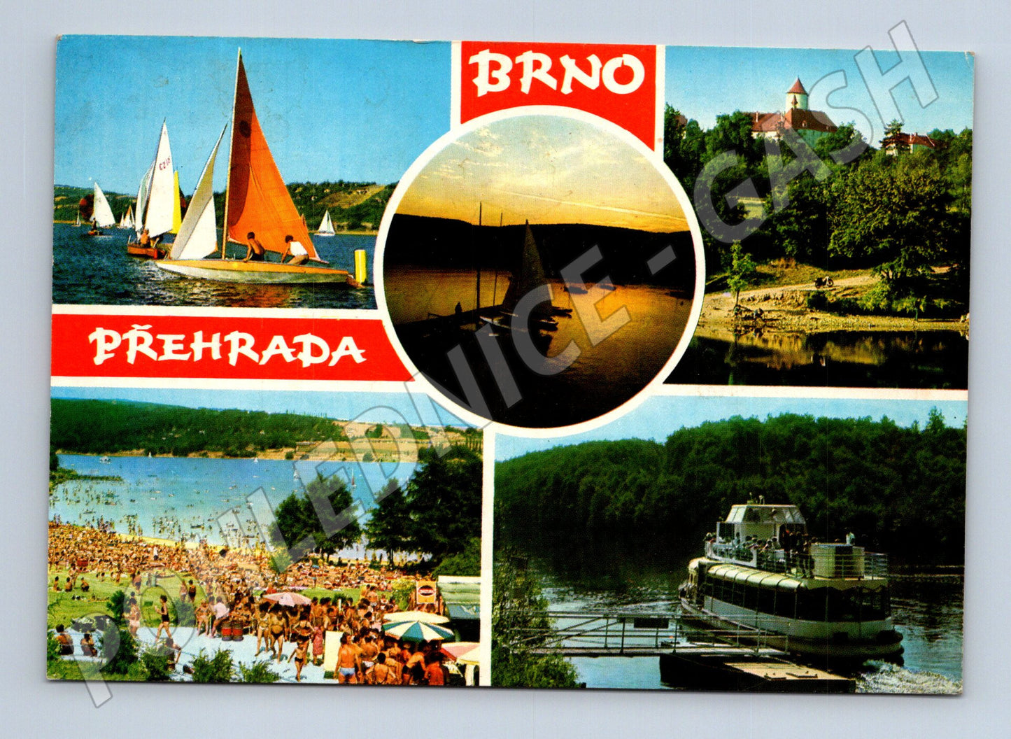 Pohlednice Brno přehrada lodě pláž (M23977)
