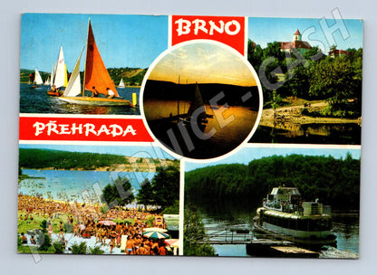 Pohlednice Brno přehrada lodě pláž (M23977)