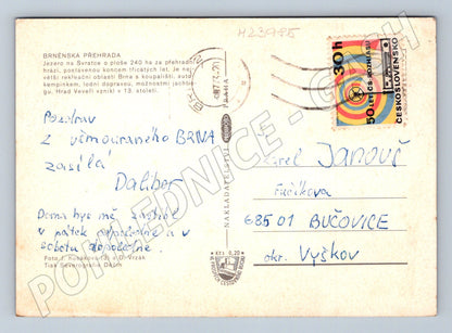 Pohlednice Brněnská přehrada lodě kemp 1970 (M23985)