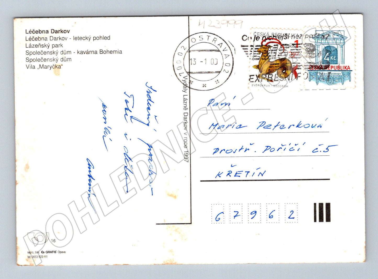 Pohlednice Léčebna Darkov koláž záběrů 1997 (M23999)