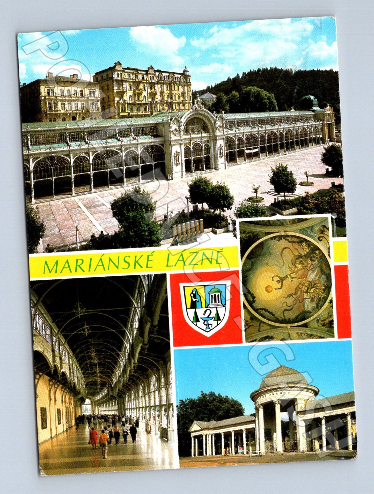 Pohlednice Mariánské Lázně koláž lázeňských motivů (M24001)