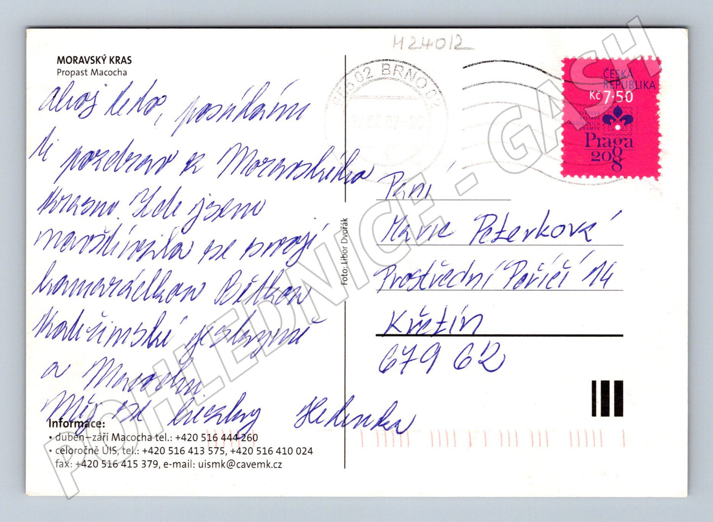 Pohlednice Propast Macocha jeskyně 2008 (M24012)