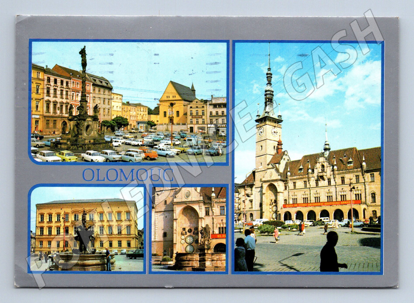 Pohlednice Olomouc sloup, radnice, kašna 1981 (M24018)