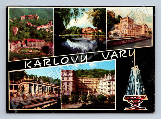 Pohlednice Karlovy Vary koláž lázní (M24043)