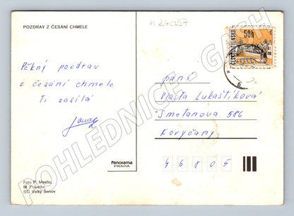 Pohlednice česání chmele 1975 (M24057)