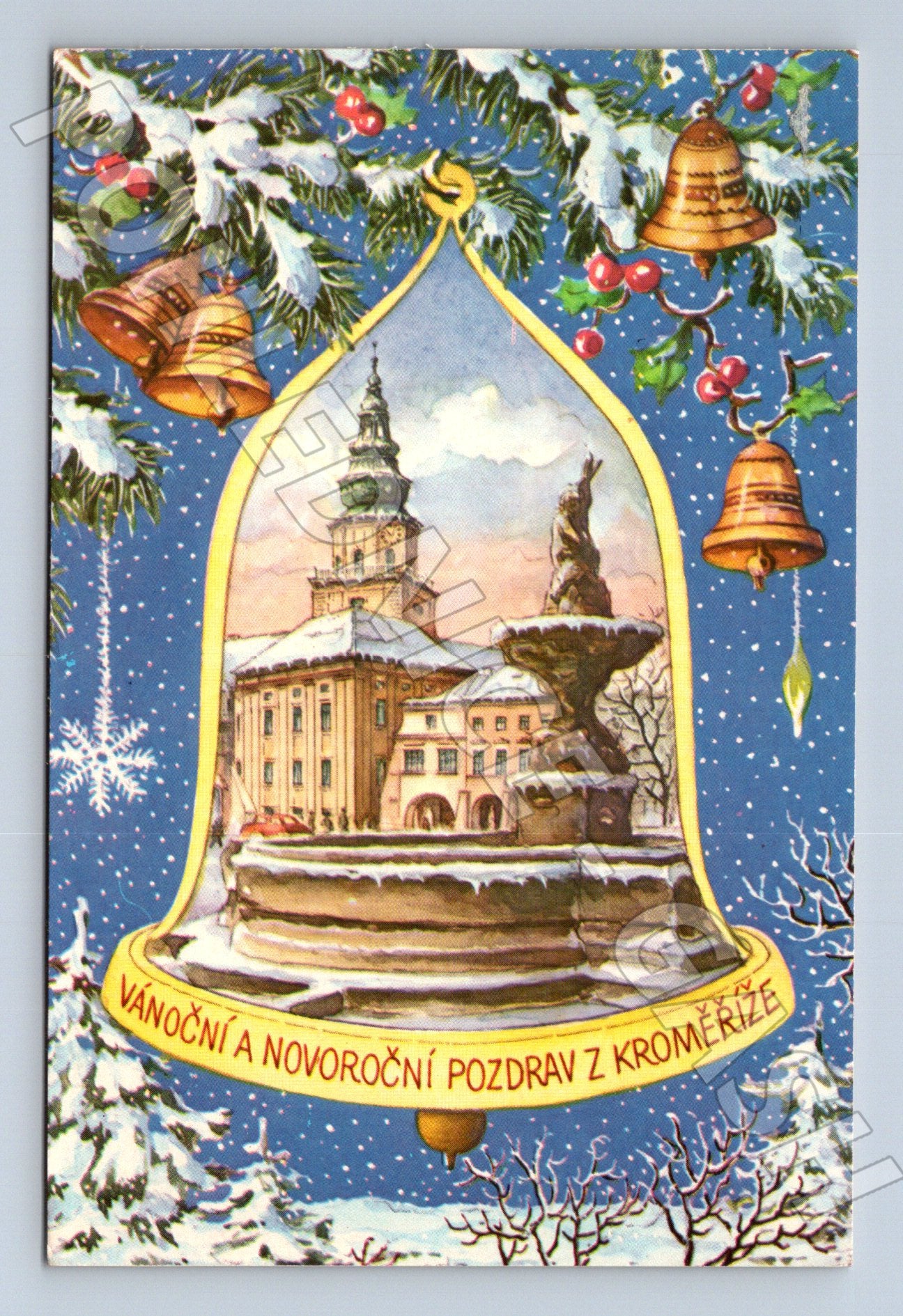 Pohlednice Kroměříž zámek Vánoce 197X (M24059)