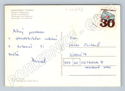 Pohlednice Krkonoše Krakonoš s psem ~1960 (M24073)