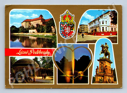 Pohlednice Poděbrady zámek náměstí lázně (M24076)