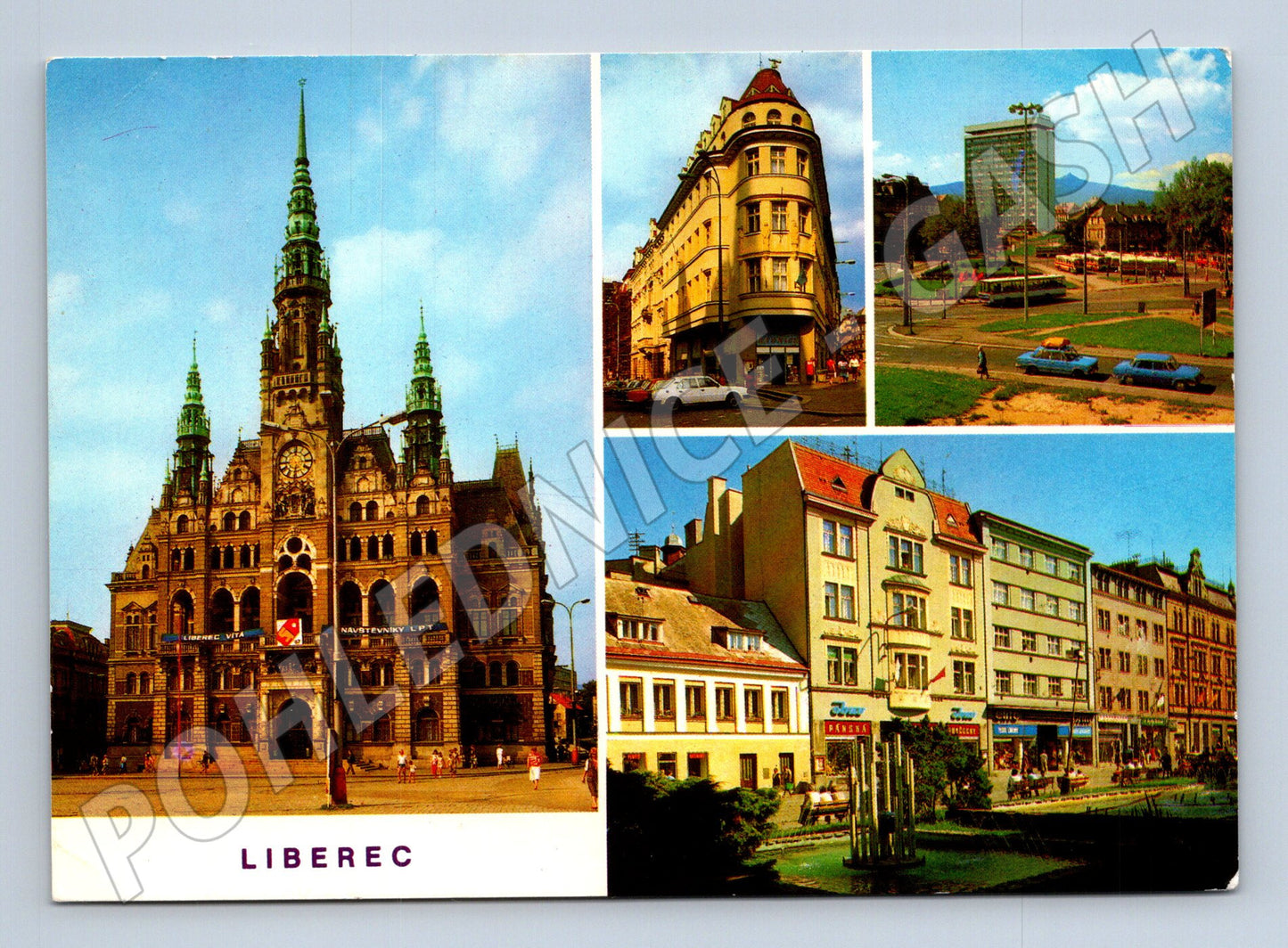 Pohlednice Liberec radnice, náměstí, ulice (M24083)