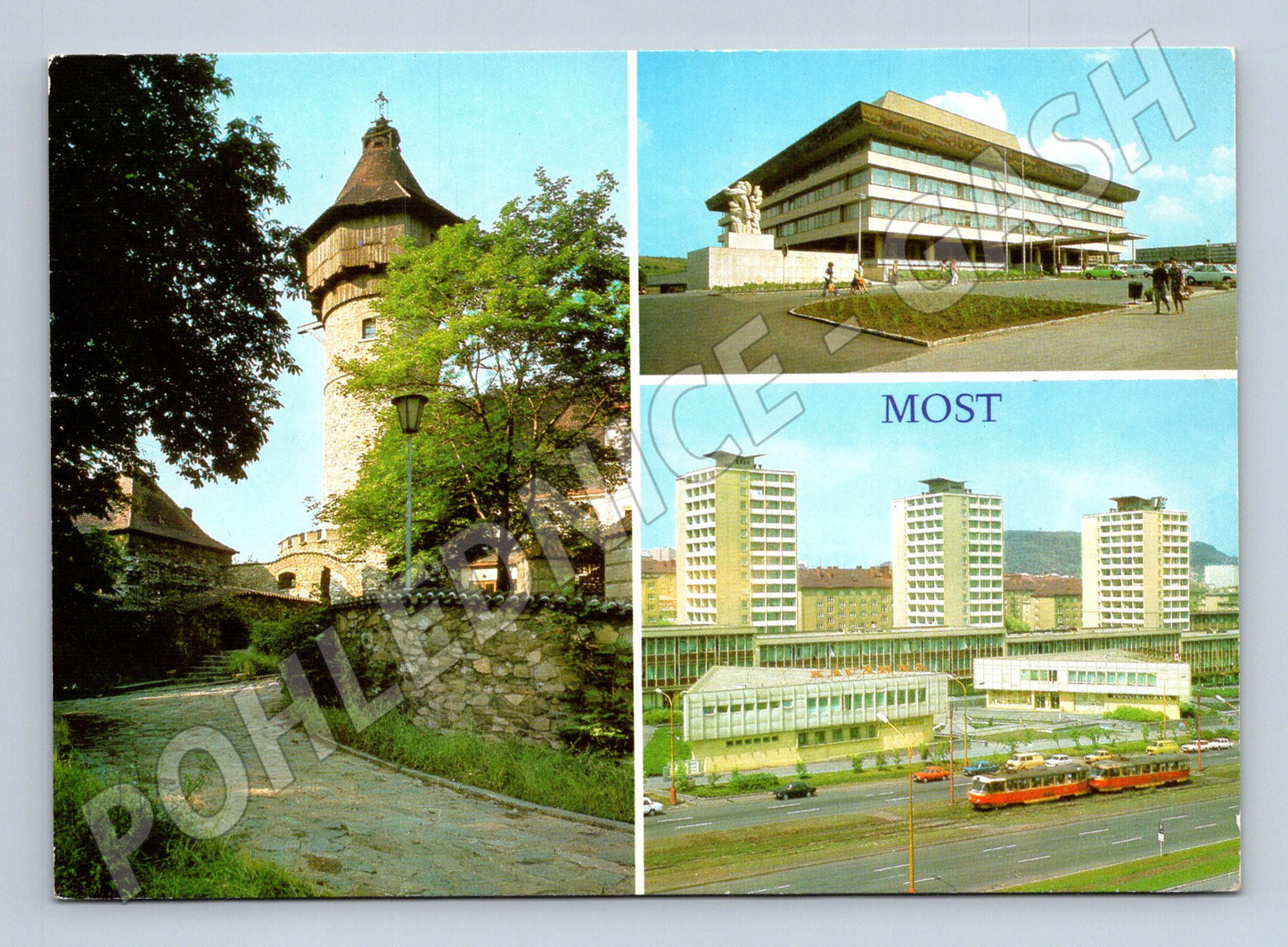 Pohlednice Most Hněvín budova NV sídliště tramvaje (M24084)