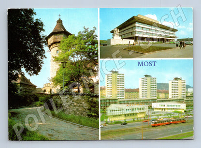 Pohlednice Most Hněvín budova NV sídliště tramvaje (M24084)